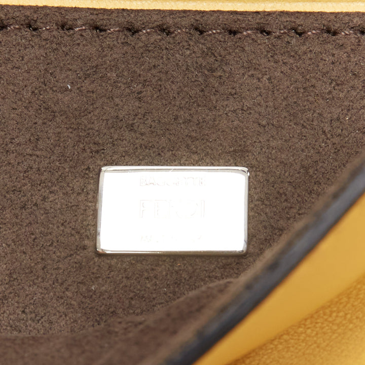 FENDI Micro Baguette butter yellow black fur eye leather top handle bag