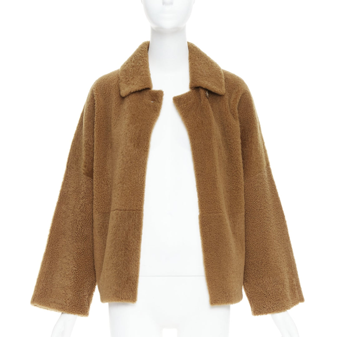 MAX MARA brown lambskin leather shearling Teddy short coat IT38 XS