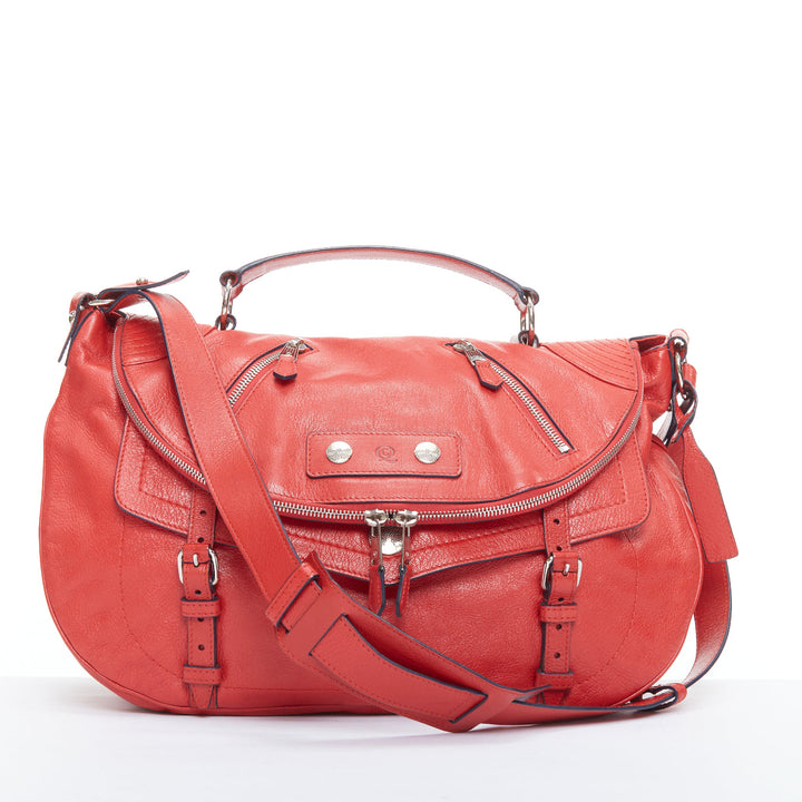 ALEXANDER MCQUEEN Faithful red leather zip biker detail crossbody bag