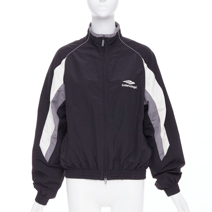 BALENCIAGA 2023 3B black grey white sports oversized track jacket S