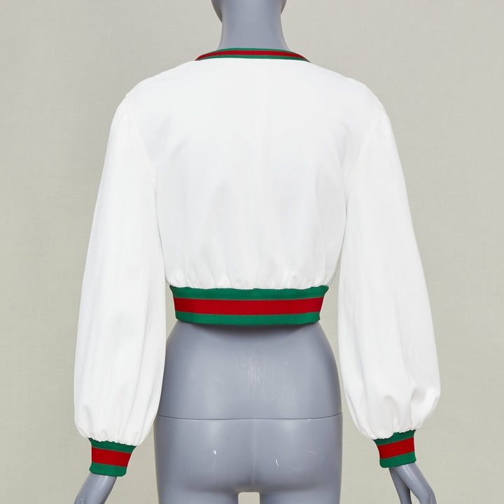 GUCCI 2023 green red Web stripe interlocking G logo crop mesh track jacket XS