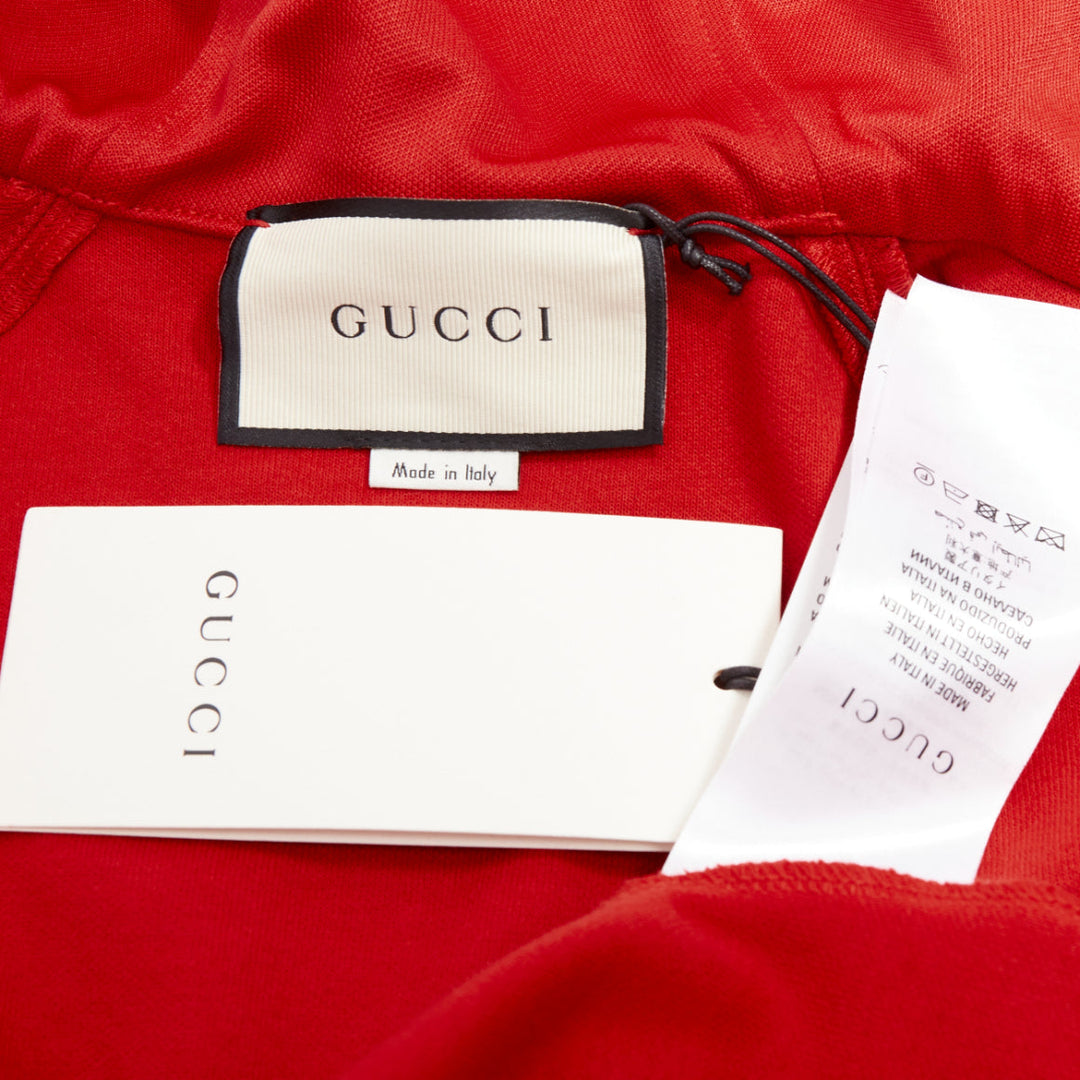 GUCCI Alessandro Michele 2018 red rhinestone crystal flared track jacket XS