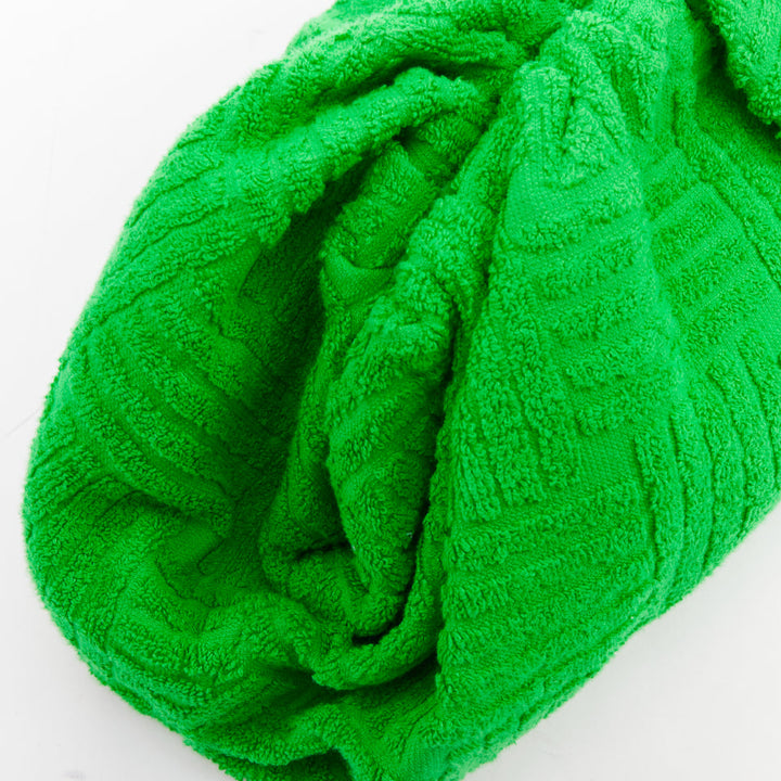 BOTTEGA VENETA 2021 The Pouch green Intrecciato terrycloth frame clutch bag