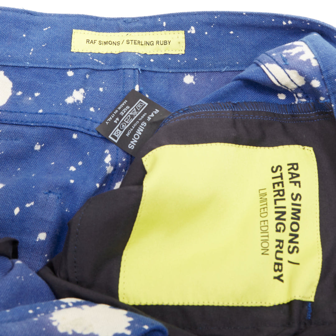 RAF SIMONS Sterling Ruby 2014 Limited blue splash bleach dye skinny jean IT44 XS