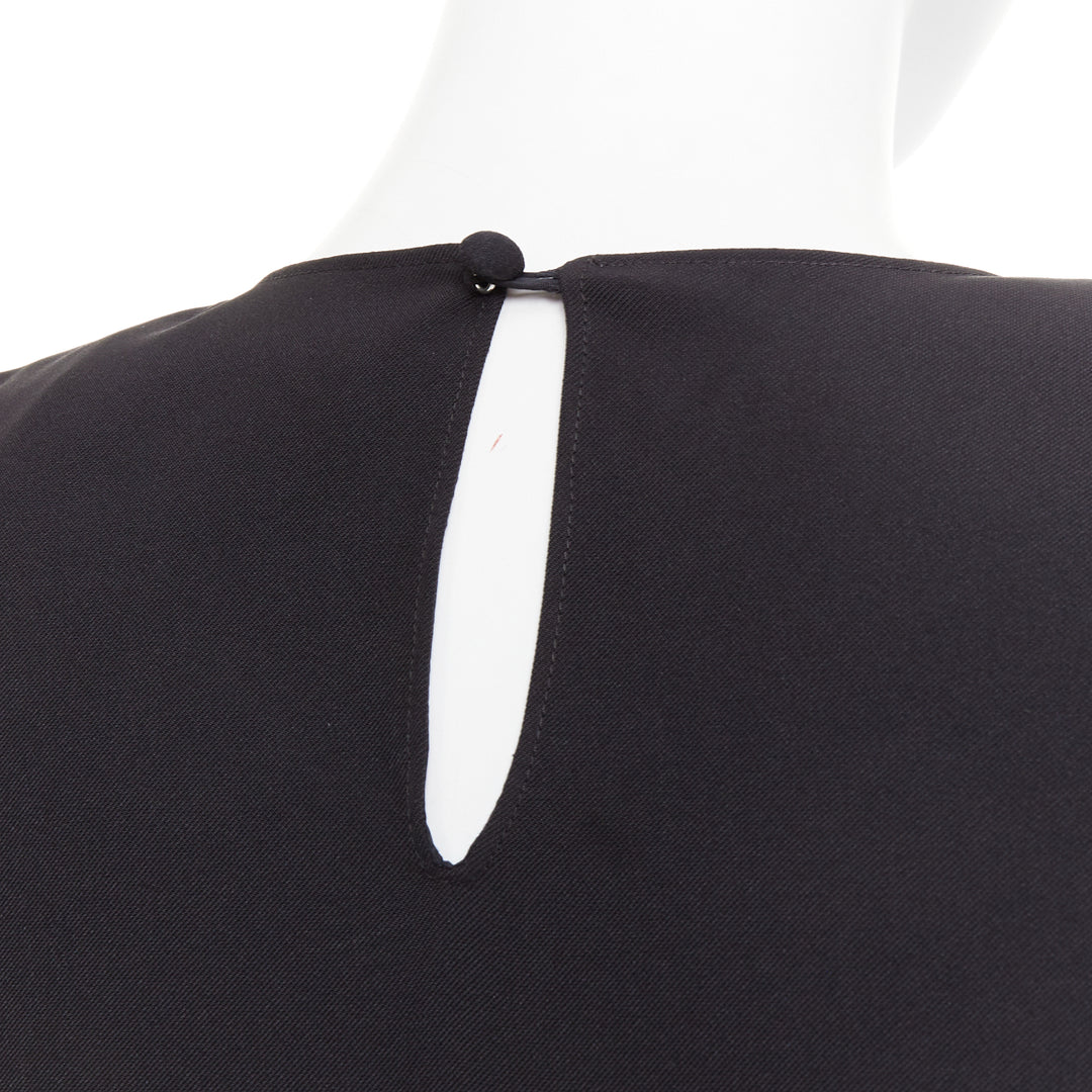 ALEXANDRE VAUTHIER AW2023 black crepe padded shoulder asymmetric drape top