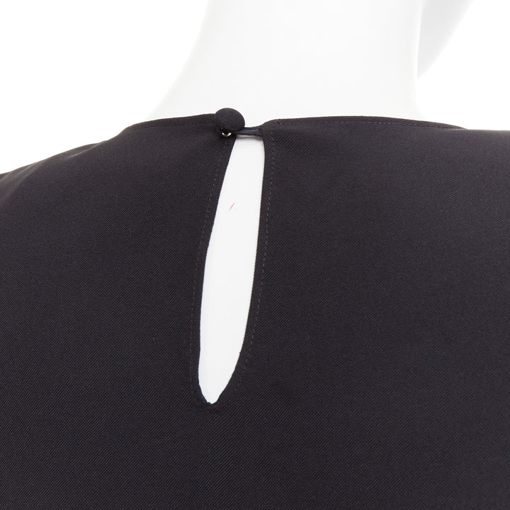 ALEXANDRE VAUTHIER AW2023 black crepe padded shoulder asymmetric drape top