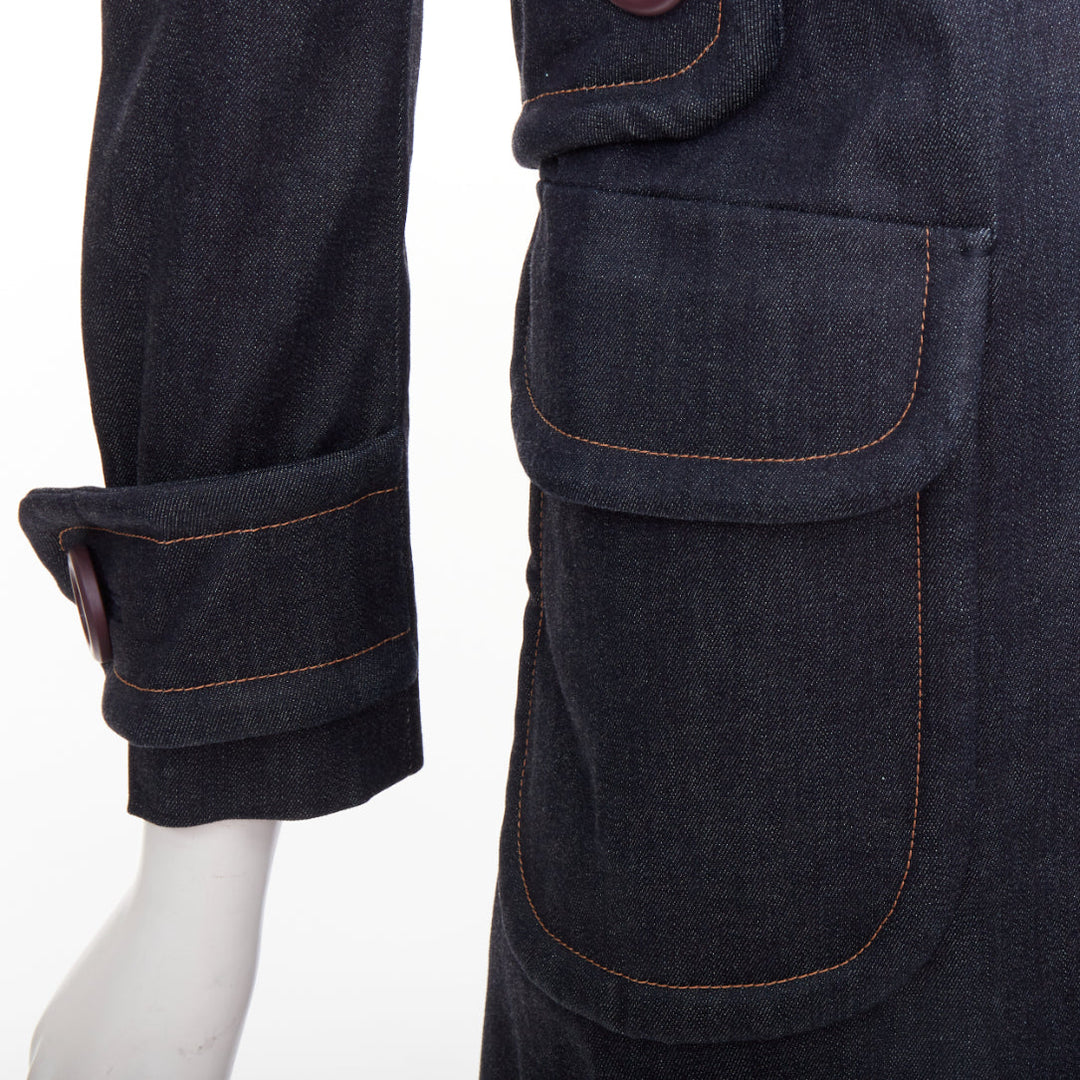 MIU MIU 2014 navy denim red black lambskin inserts pocketed jacket IT38 XS