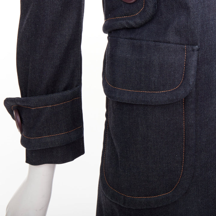 MIU MIU 2014 navy denim red black lambskin inserts pocketed jacket IT38 XS