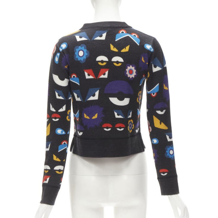 Female mannequin wearing Fendi Monster Bug Grey Wool Women Sweater in Size  S | Available at JHROP