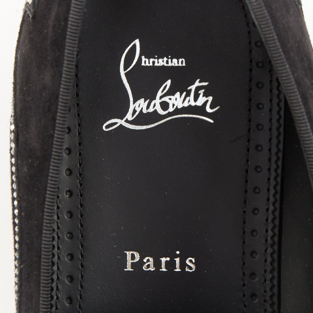 CHRISTIAN LOUBOUTIN Dandysiago Western black crystal strass suede loafer EU43