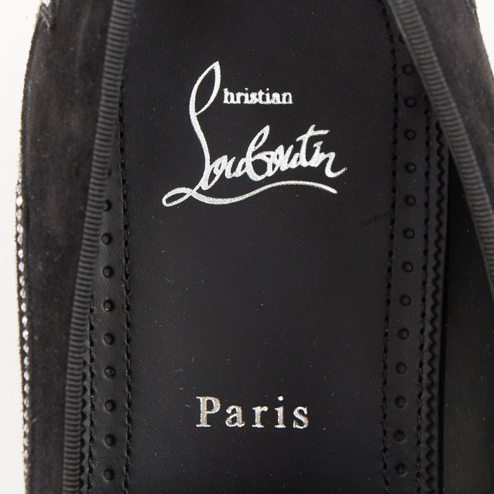 CHRISTIAN LOUBOUTIN Dandysiago Western black crystal strass suede loafer EU43