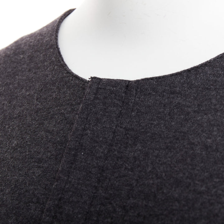 OLD CELINE 2017 Phoebe Philo dark grey wool blend hi low hem dress FR36 S