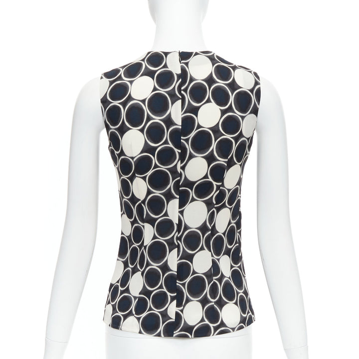 MIU MIU 2012 black white blue circle print sleeveless tank top IT36 XXS