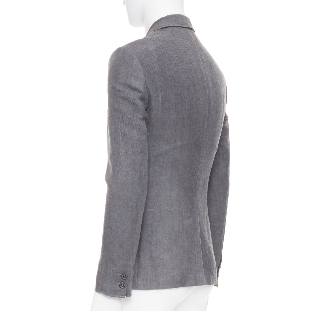JOHN VARVATOS 2015 high break notch lapel textured button grey jacket EU44 XS