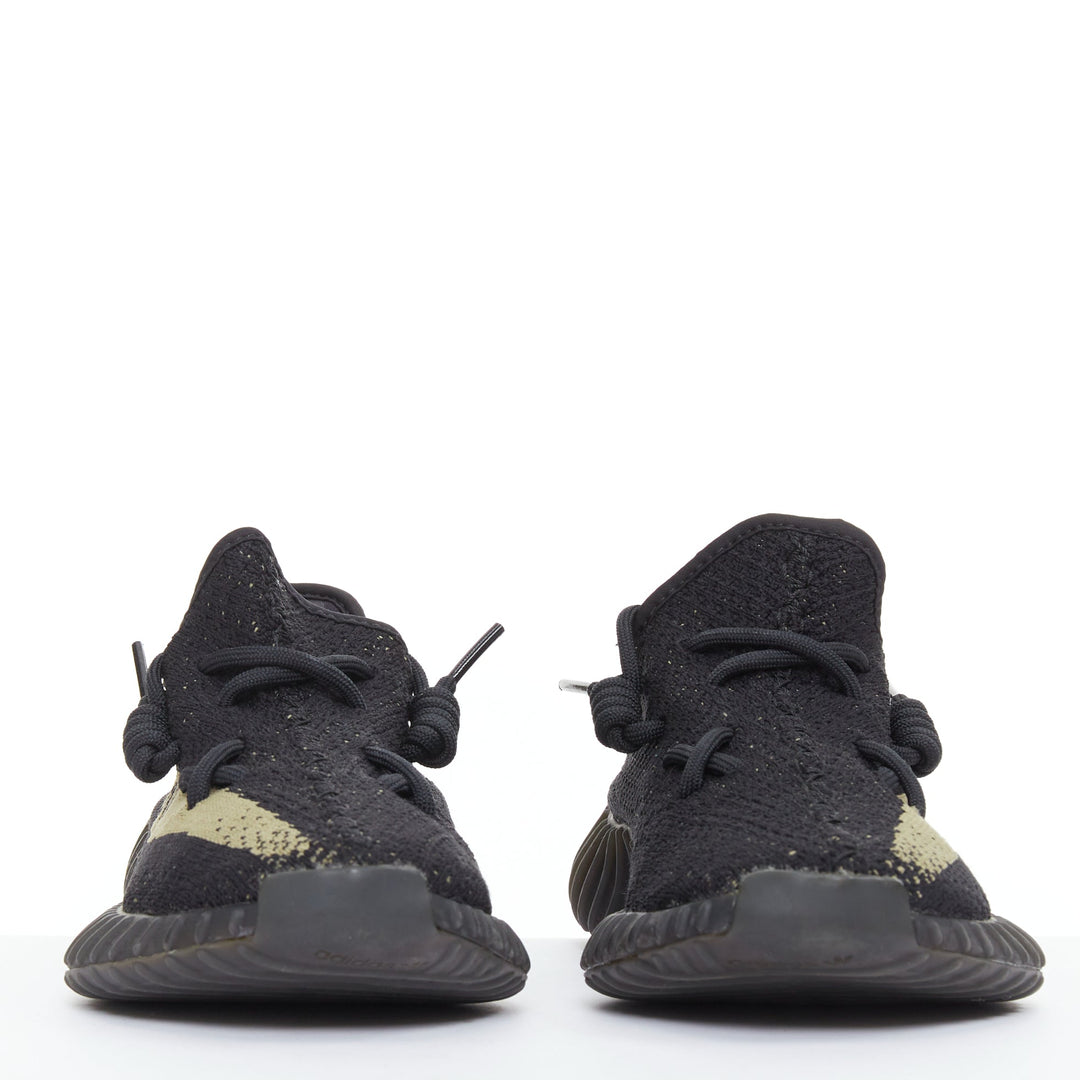 YEEZY ADIDAS Boost 350 V2 black olive green colorblock low top sneakers US4.5