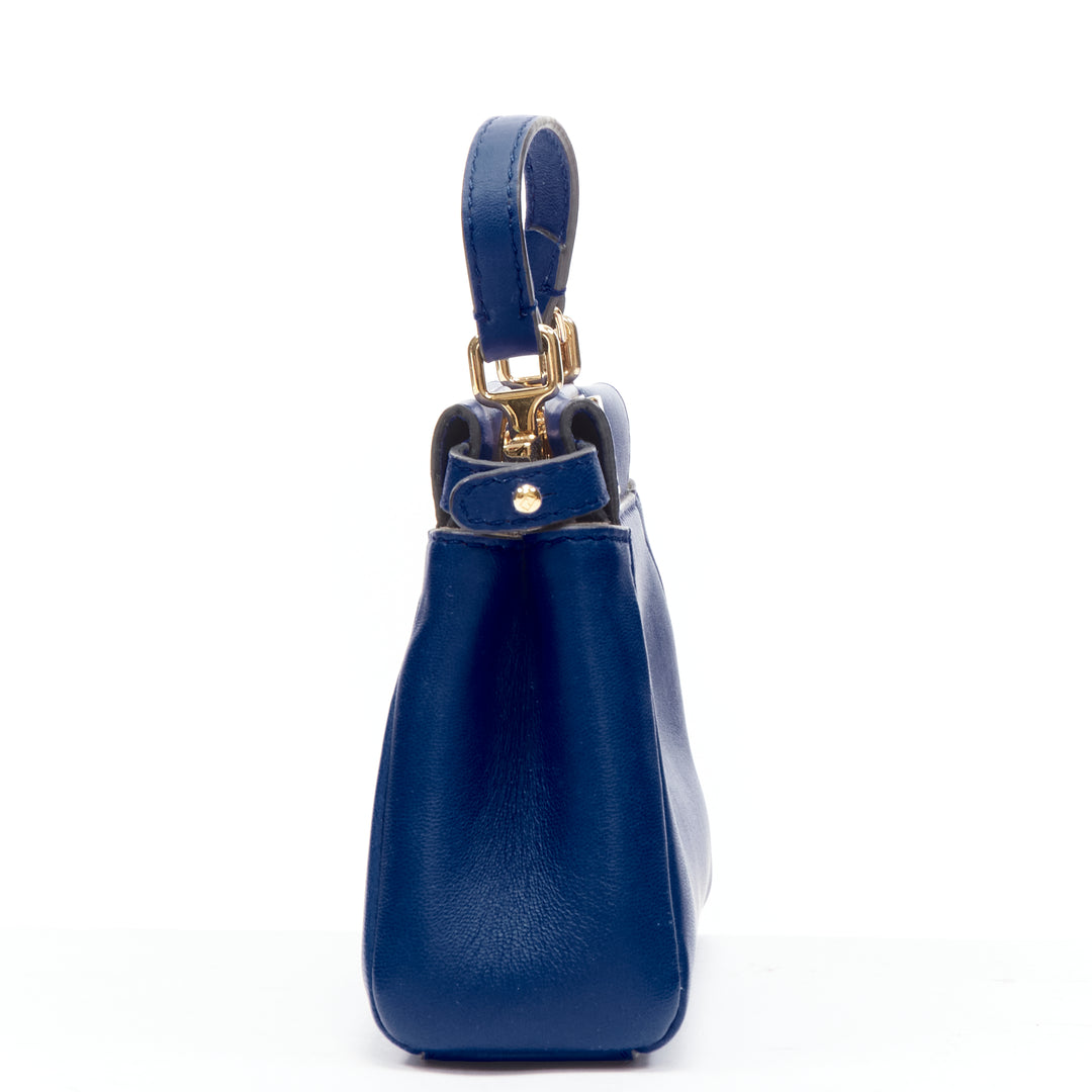FENDI Micro Peekaboo blue leather gold hardware crossbody bag