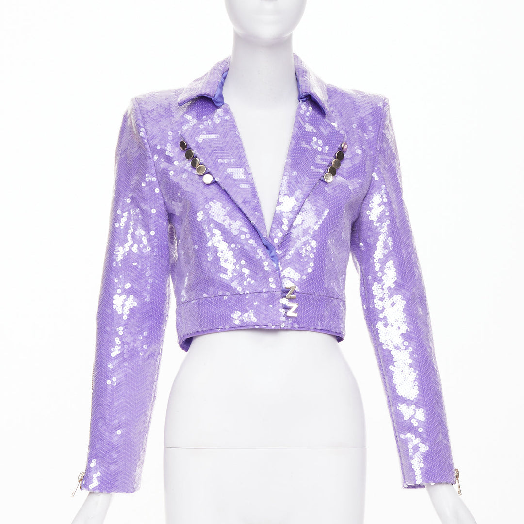 ZHIVAGO That Old Houdini Magic purple pink heat activated sequin jacket UK6 XS