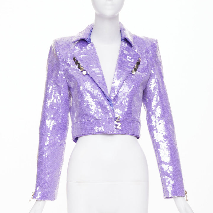 ZHIVAGO That Old Houdini Magic purple pink heat activated sequin jacket UK6 XS