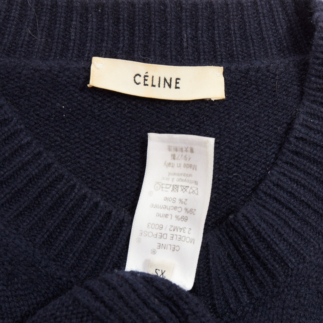 OLD CELINE Phoebe Philo navy wool blend button side sweater XS