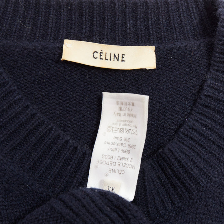 OLD CELINE Phoebe Philo navy wool blend button side sweater XS