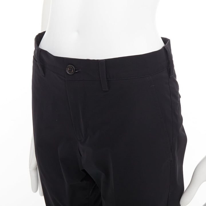 PRADA 2019 black shiny nylon mid waisted tapered dress cropped pants IT44 XS