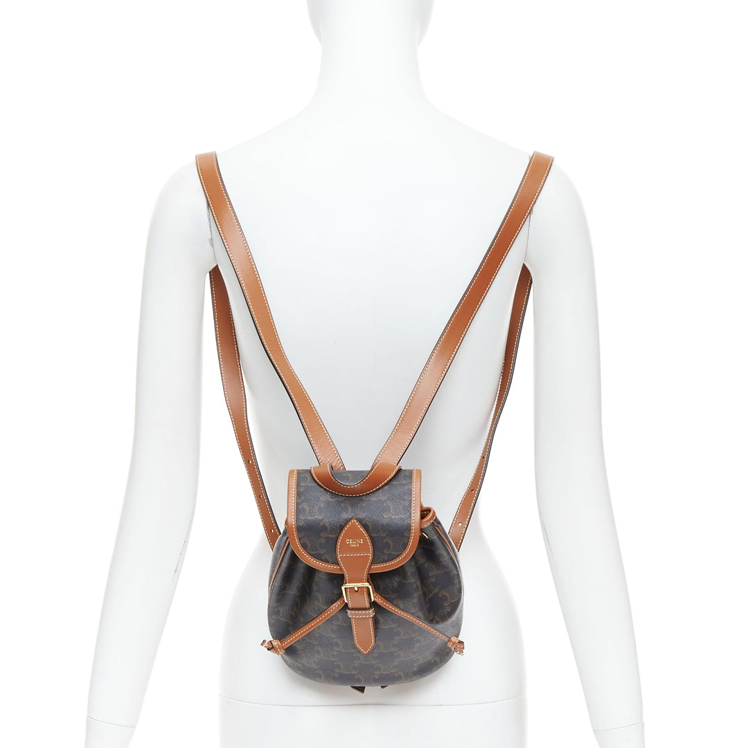 CELINE Folco brown triomphe monogram canvas mini backpack