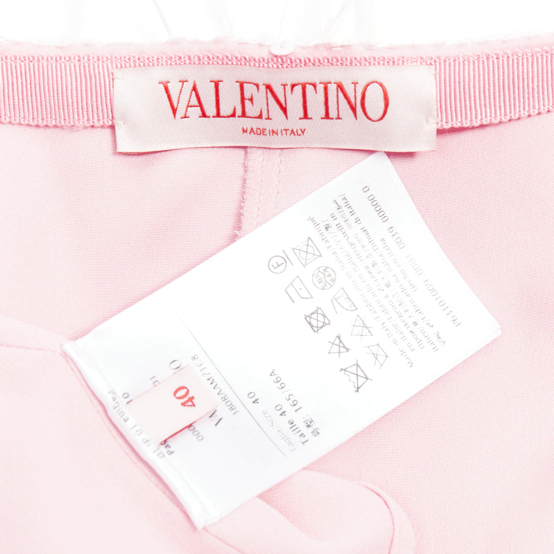 VALENTINO 2023 baby pink silk sequin ostrich feather mini skirt IT40 S