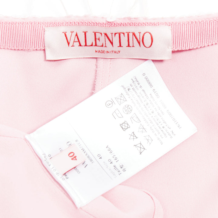 VALENTINO 2023 baby pink silk sequin ostrich feather mini skirt IT40 S
