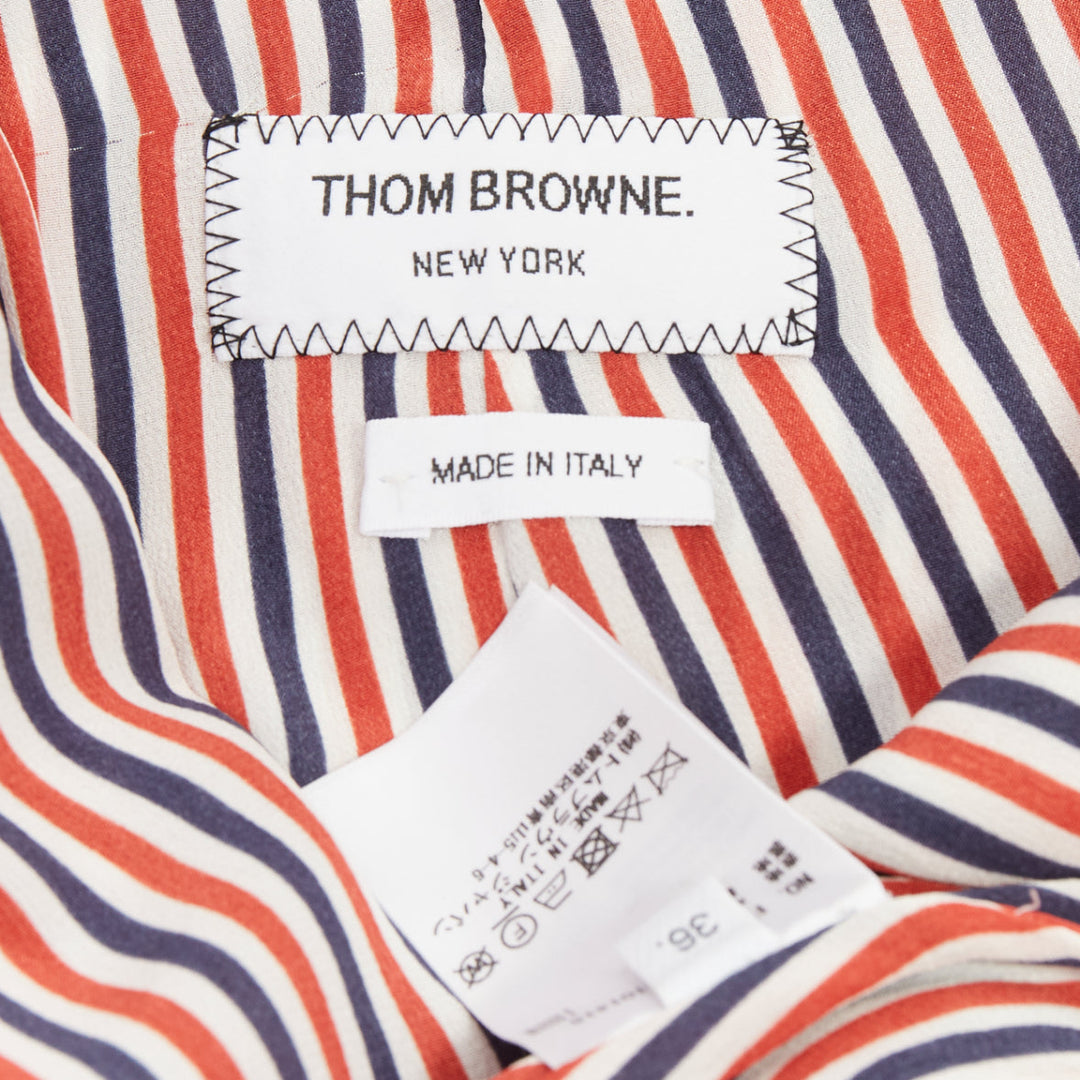 THOM BROWNE navy wool side button sailor striped lining culottes shorts IT36 XXS