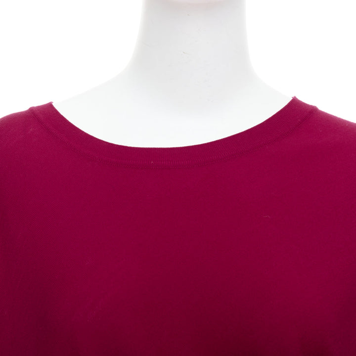 ALEXANDER MCQUEEN raspberry red 100% wool asymmetric drape sweater M