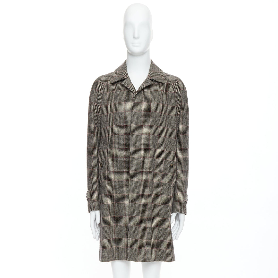 Male mannequin wearing Loro Piana Cashmere Green Storm System Beige Cashmere Men Coat in Size  M | Available at JHROP