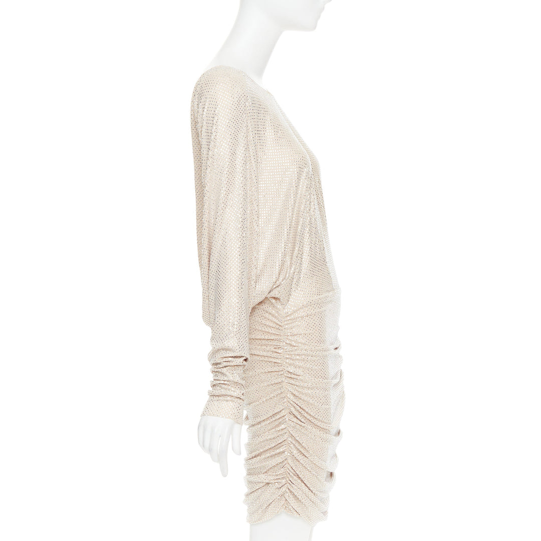 ALEXANDRE VAUTHIER Bridal ivory diamond strass crystal batring cowl back dress