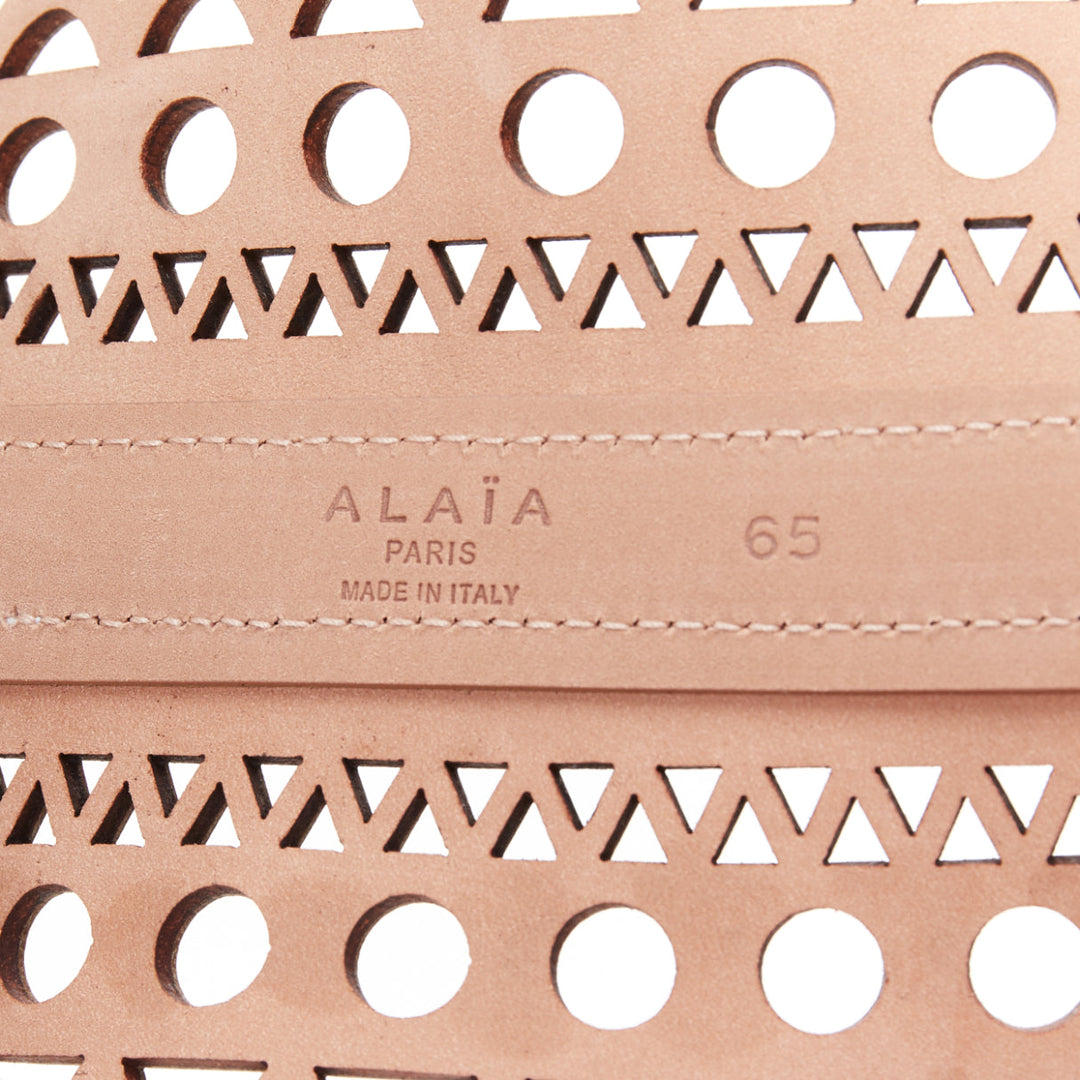 ALAIA white leather geometric cut out scallop edge wide corset belt 65cm