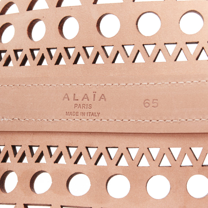 ALAIA white leather geometric cut out scallop edge wide corset belt 65cm