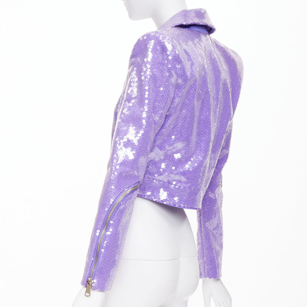 ZHIVAGO That Old Houdini Magic purple pink heat activated sequin jacket UK6 XS