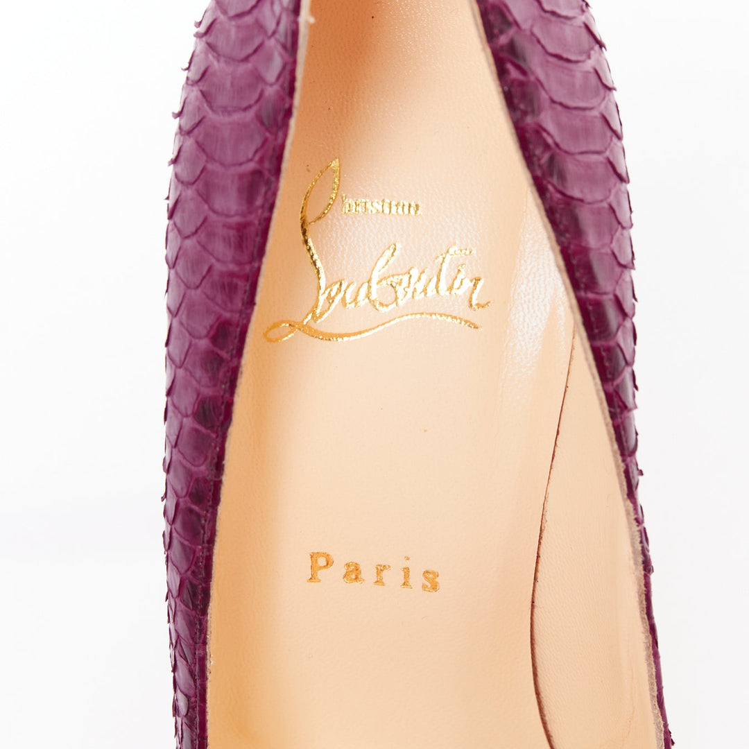 CHRISTIAN LOUBOUTIN Bianca 140 Amethyste purple watersnake platform pumps EU37