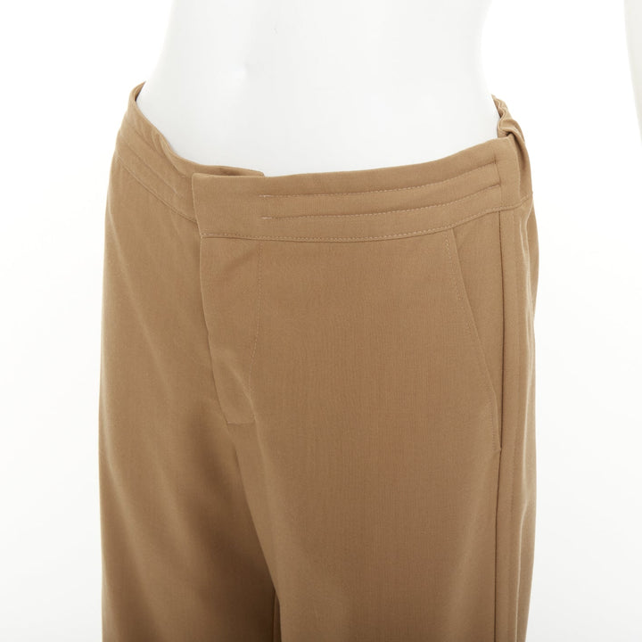 MARNI brown virgin wool white contrast piping relaxed pajama trousers IT38 XS