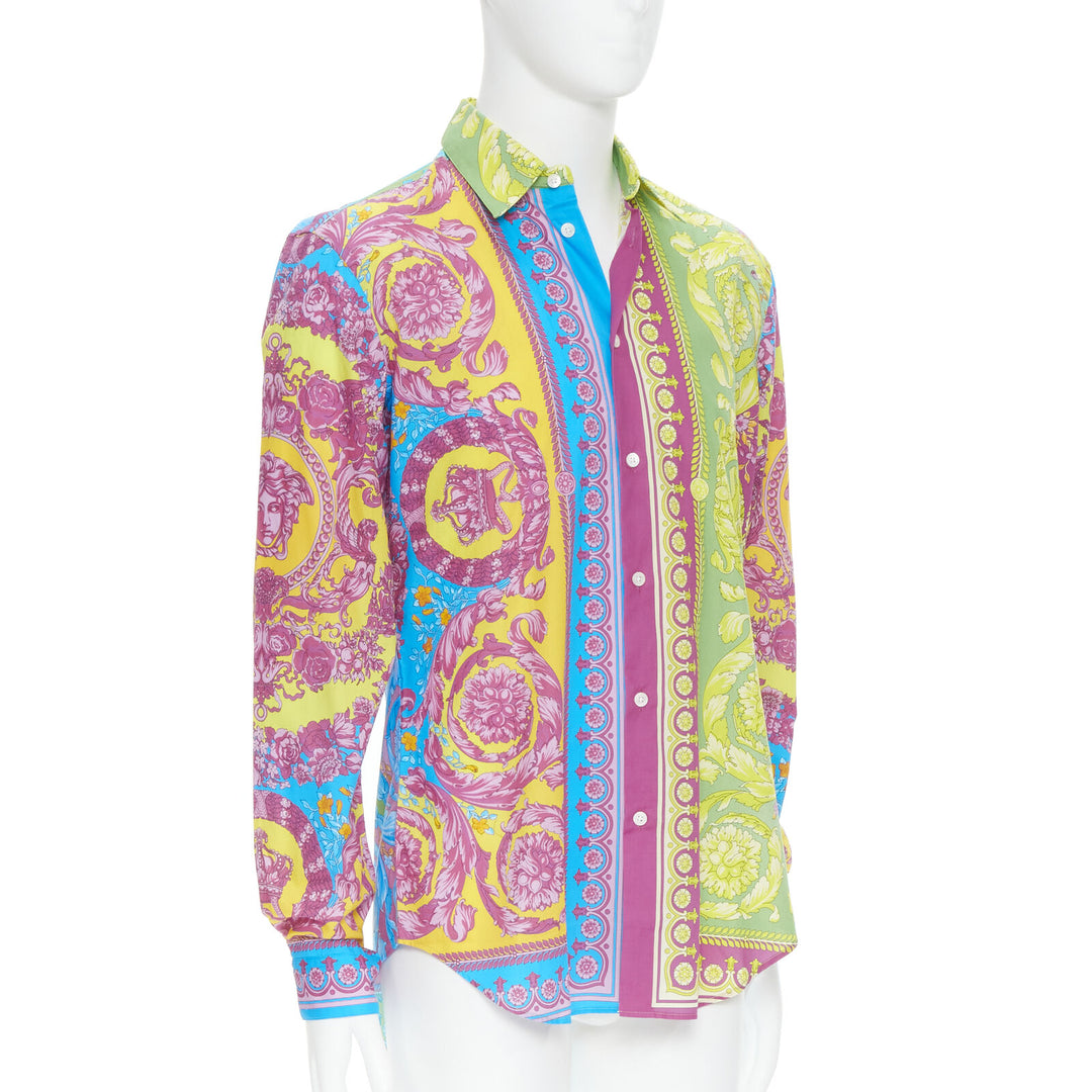 VERSACE Pop Neon Barocco Technicolor baroque print cotton shirt EU38 S