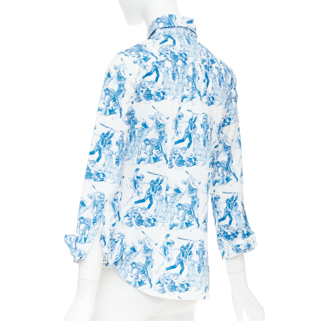 PRADA 2016 Christophe Chemin The Important Ones blue white cuff shirt IT38 X