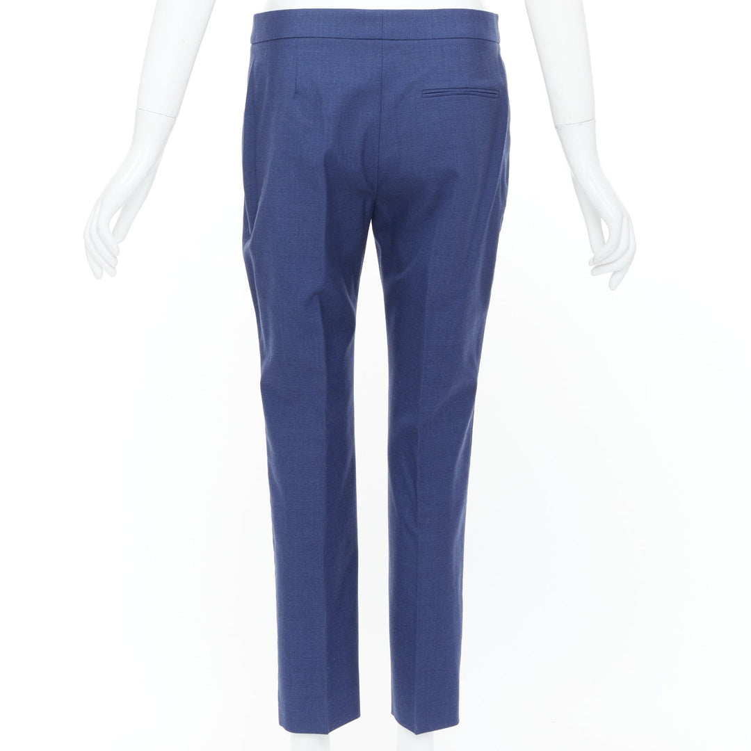 ALEXANDER MCQUEEN 2021 blue mid rise smart straight leg tailored pants IT40 S