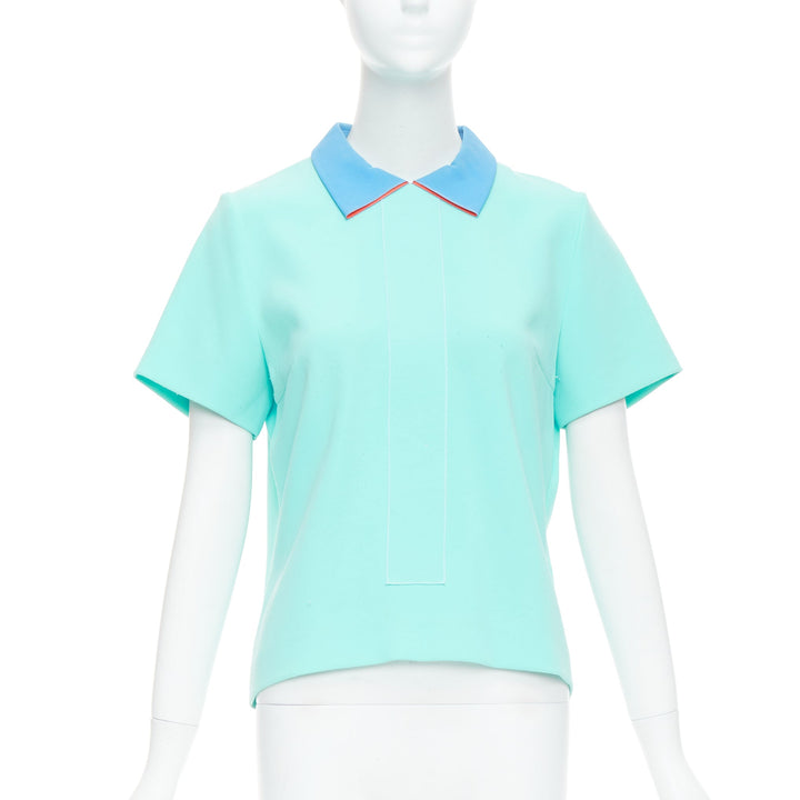 ROKSANDA light blue colorblock darted short sleeve shirt UK10 M