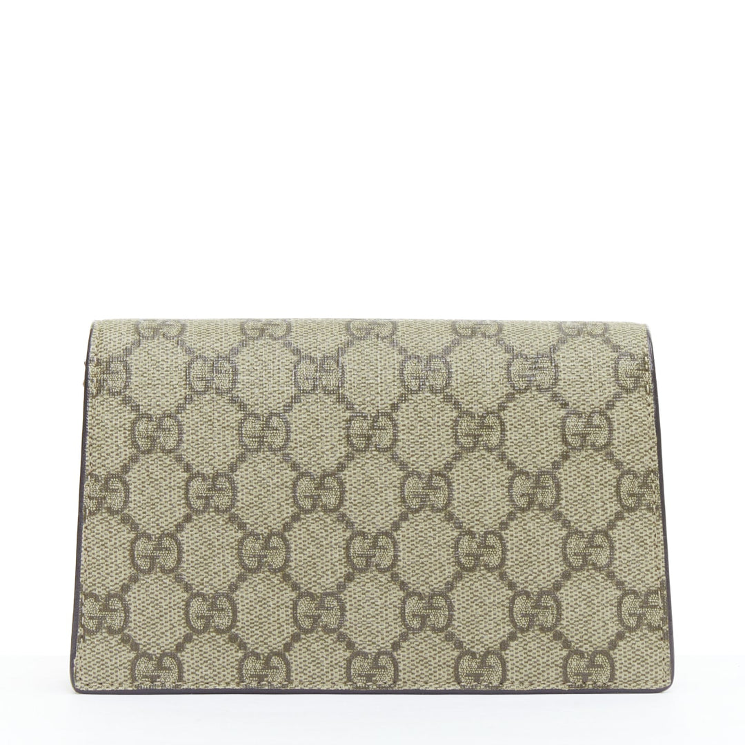 GUCCI Dionysus Supreme Super Mini beige monogram silver buckle crossbody bag