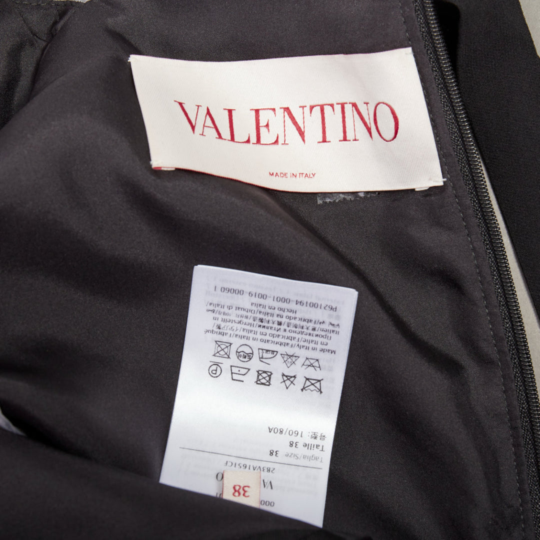 VALENTINO 2022 Crepe Couture black white wool silk ruffle bib neck dress IT38 XS