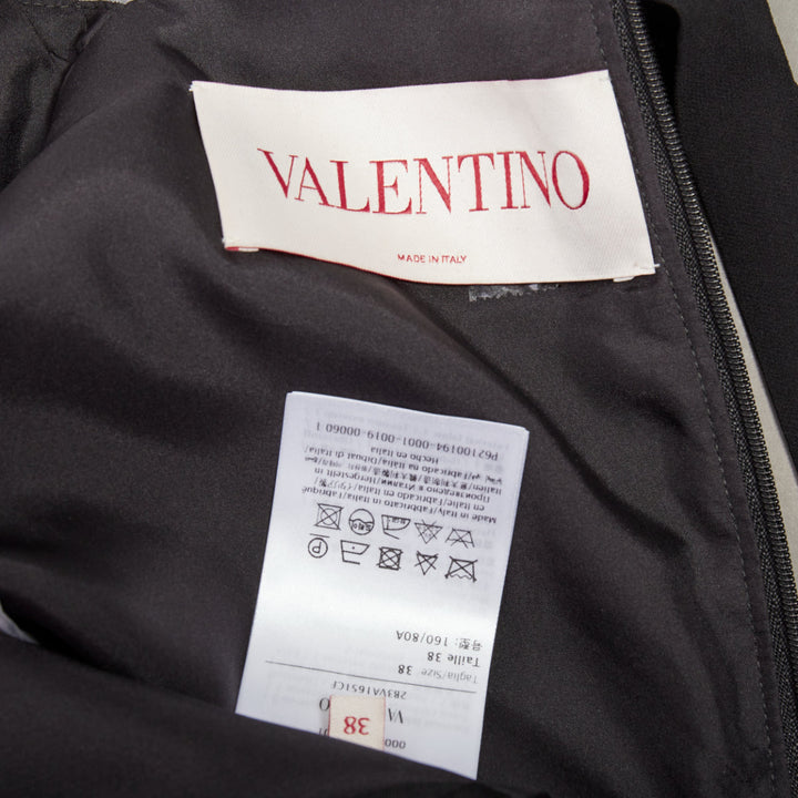 VALENTINO 2022 Crepe Couture black white wool silk ruffle bib neck dress IT38 XS