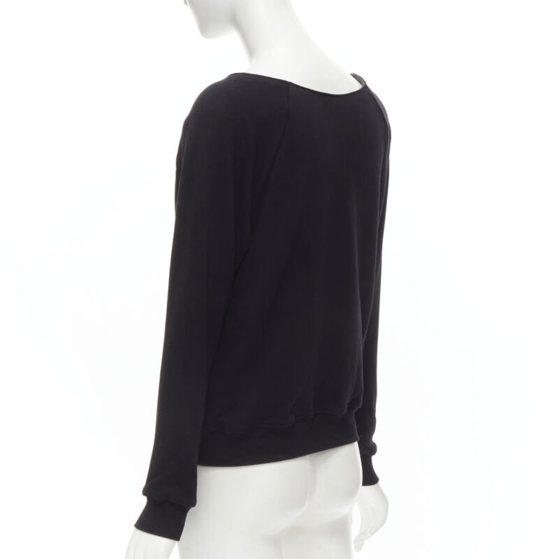 SAINT LAURENT Hedi Slimane 2014 black leather foldover collar pullover sweater S