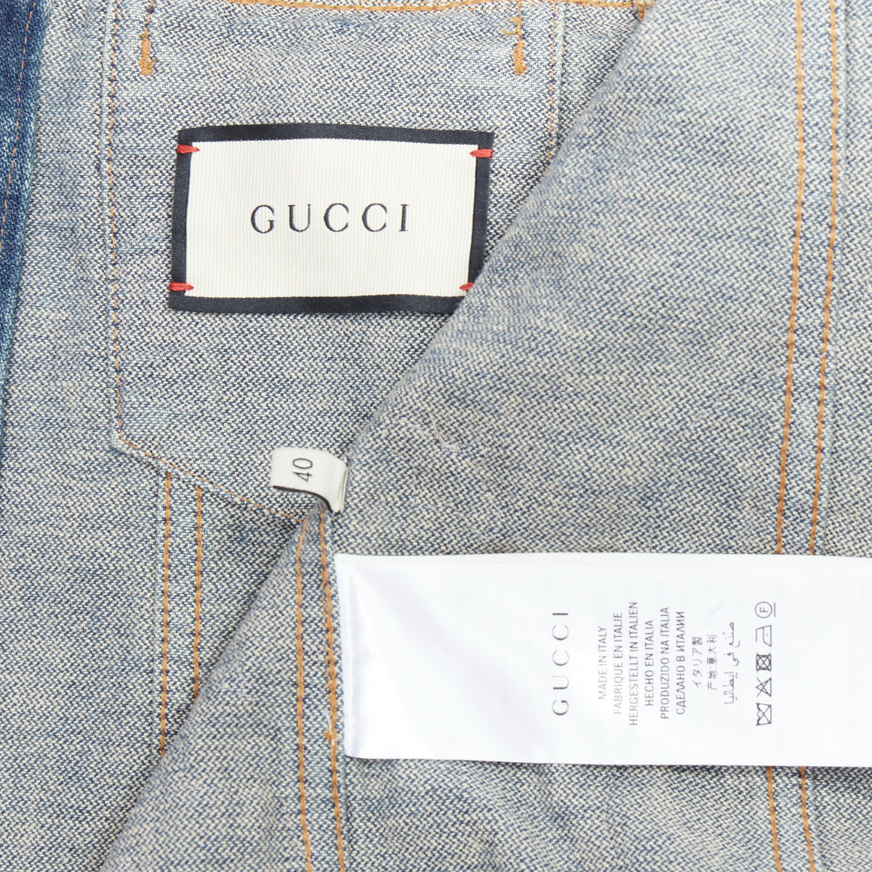 GUCCI HOLLYWOOD bunny blue washed denim jacket IT40 S