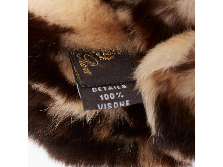 LORO PIANA 100% mink fur brown cream Tiger bag charm keyring