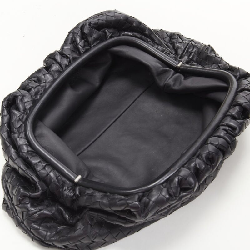 BOTTEGA VENETA The Intrecciato Pouch black signature woven leather clutch bag