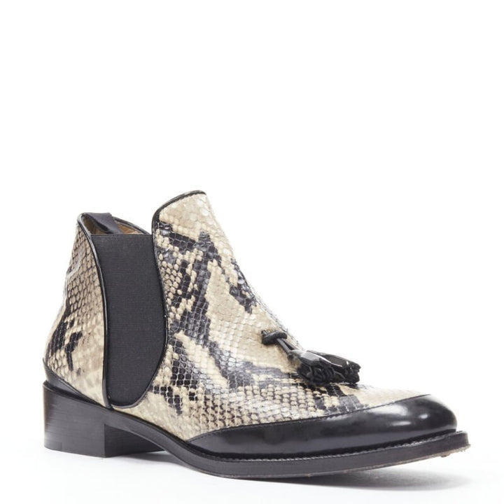 PROENZA SCHOULER printed scaled leather black tassel pull on ankle boot EU37