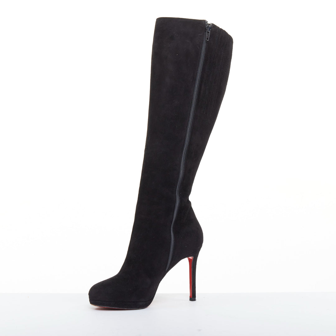 CHRISTIAN LOUBOUTIN Botalili 100 veau velour black suede platform boots EU37.5